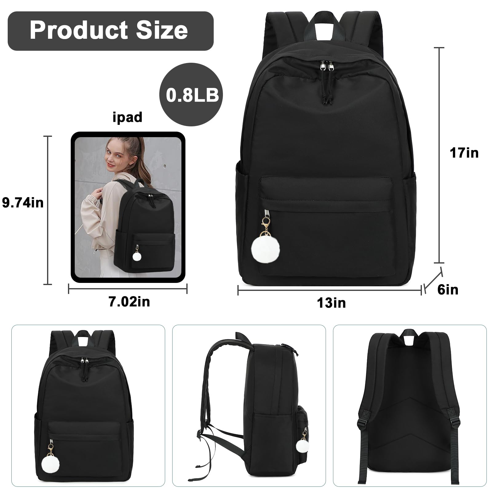 Bluboon Durable School Backpack for Kids & Teens - Lightweight Laptop Bookbag for Girls & Women - Perfect for School, College, Travel & Work Commute