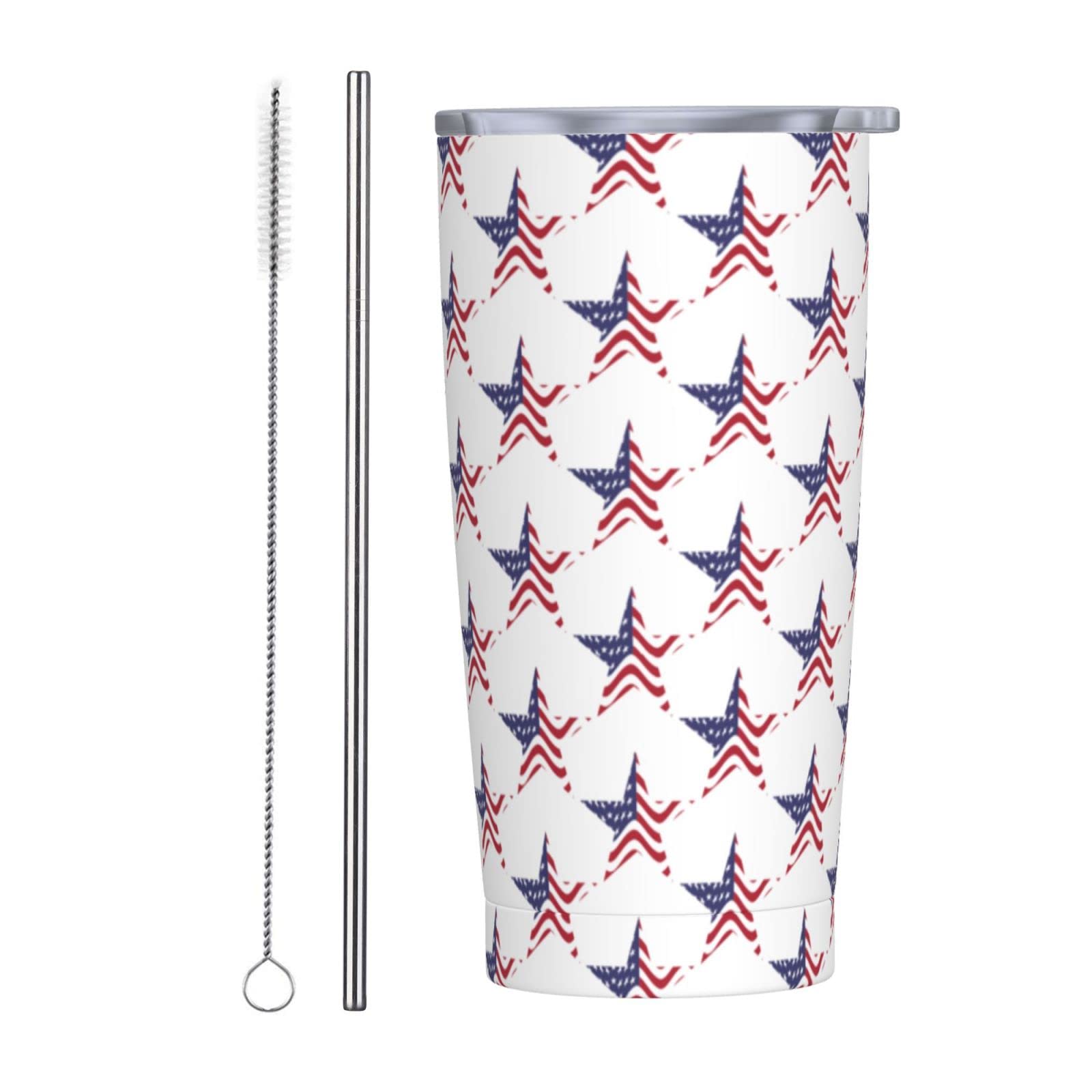 SWEET TANG 20oz Vacuum Insulated Stainless Steel Travel Mug with Lid & Straw - Patriotic American Flag Design, Leak Proof Coffee Tumbler & Water Bottle for Office, Gym, Hiking & Daily Use
