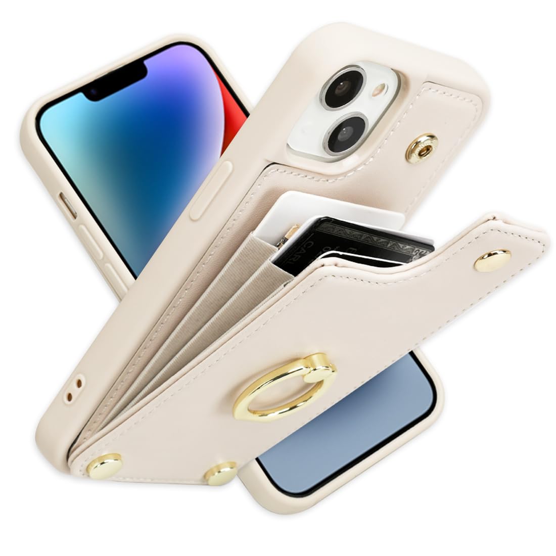 Premium PU Leather Wallet Case for iPhone 13/14/15 (6.1