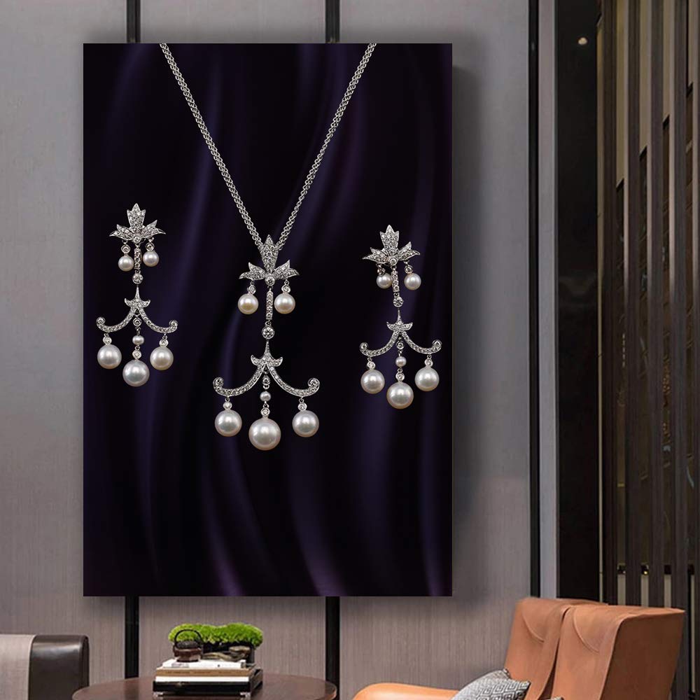 Elegant Jewelry Giclee Canvas Wall Art - 12x18 Inches, Perfect for Bedroom, Living Room, and Home Decoration, Ideal for Housewarming Gifts and Interior Design