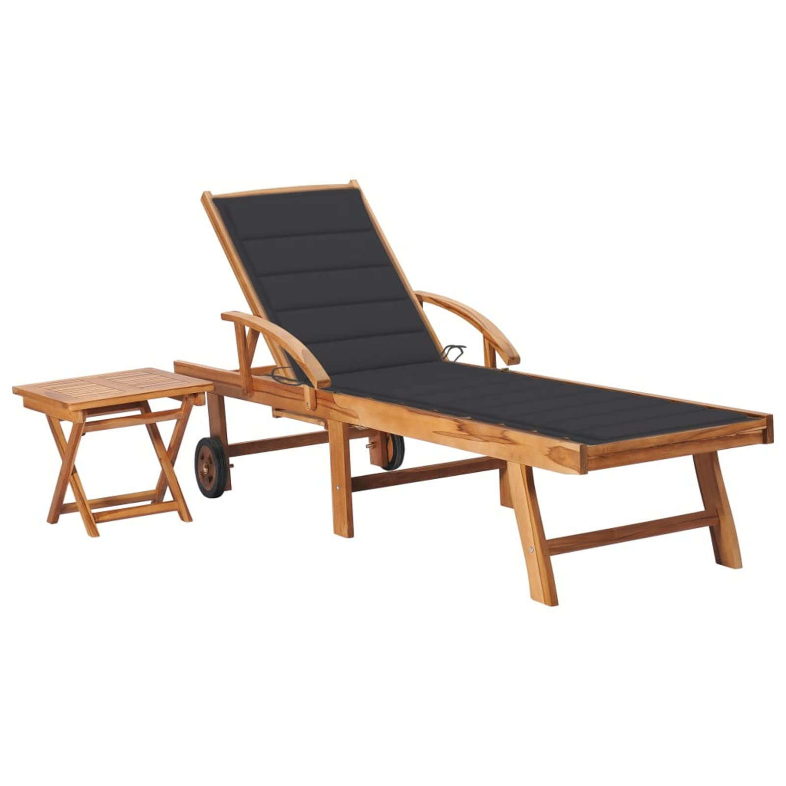 Premium Teak Wood Adjustable Sun Lounger with Cushion & Foldable Side Table - Outdoor Chaise Lounge Chair Set for Poolside, Patio, Deck, Backyard, Balcony | Perfect for Sunbathing, Relaxing & Outdoor Lounging
