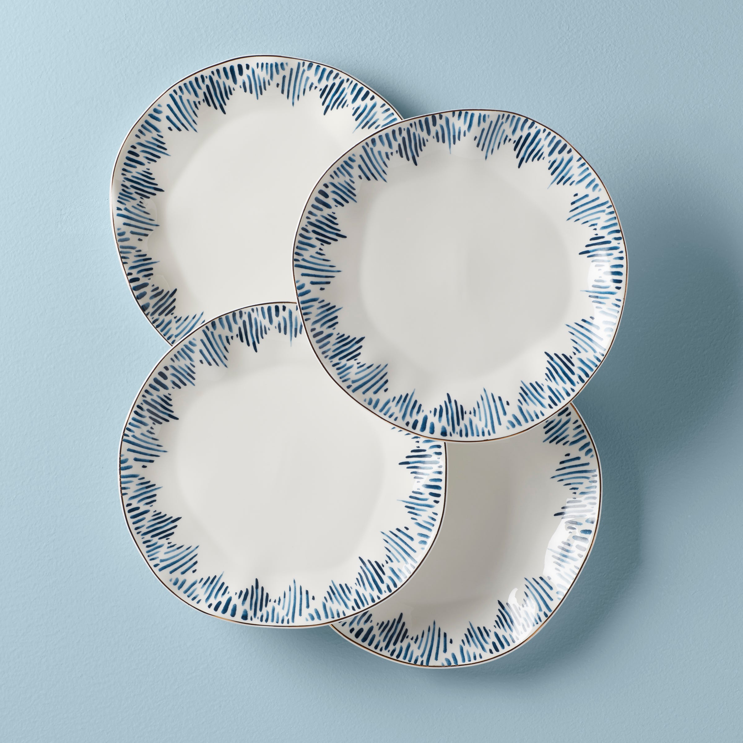 Blue Bay Ikat Dinner Plates Set of 4 - Elegant Ceramic Plates for Dining, Entertaining & Home Decor | Perfect for Dinner Parties, Holidays & Everyday Use