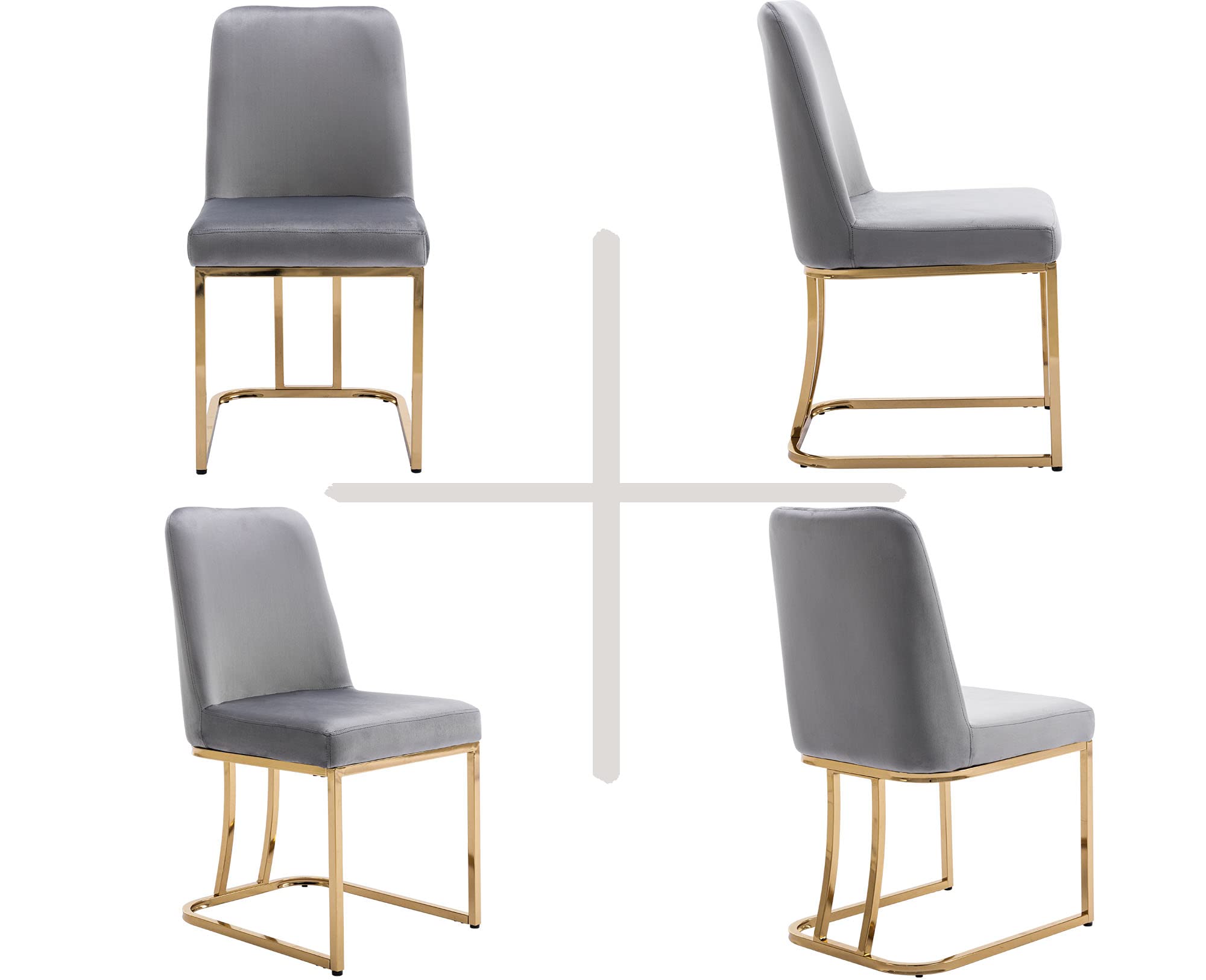 Luxury Velvet Upholstered Dining Chairs with Gold Metal Frame - Mid Century Modern Style Set of 6 for Dining Room, Restaurant & Kitchen - Perfect for Formal Dinners, Family Gatherings & Elegant Home Decor (Grey)