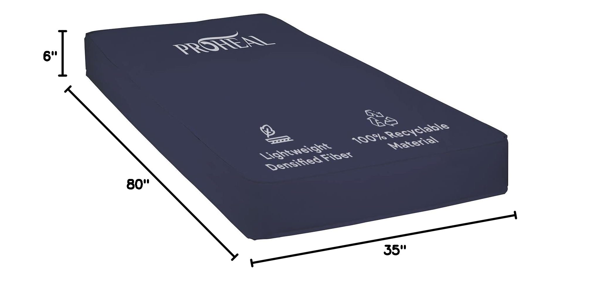 Premium Densified Fiber Hospital Bed Mattress - Lightweight Nylon Medical Mattress for Home Care - Pressure Relief & Bed Sore Prevention - 100% Recyclable Eco-Friendly Material - 35