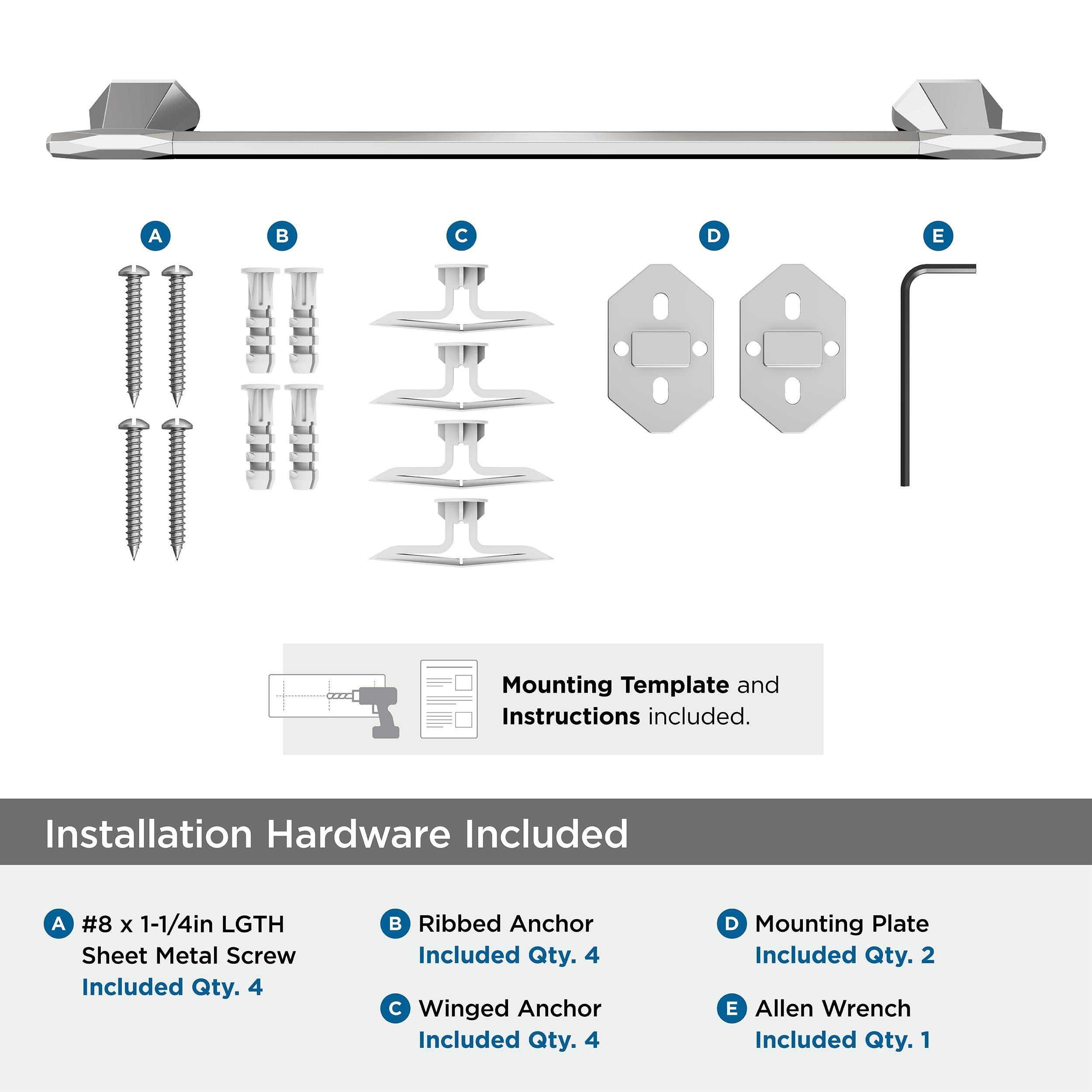 Amerock BH3604326 Chrome 18-Inch Towel Bar - Bathroom Towel Rack Holder with St. Vincent Design | Durable Bath Hardware & Accessories for Shower, Spa, and Guest Bathroom Decor