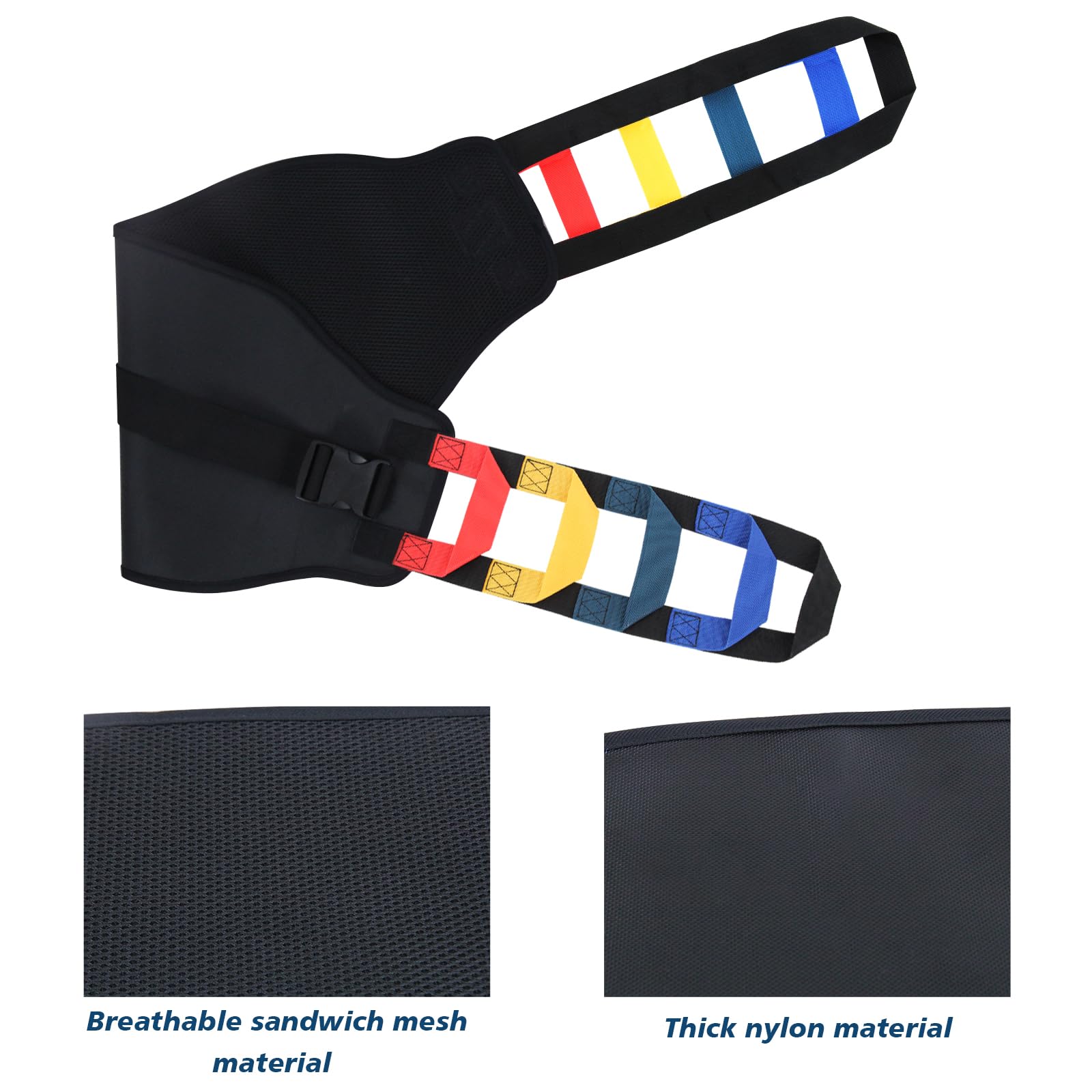 **KkaFFe Multi-Handle Transfer Sling for Elderly & Disabled - Nursing Lift Assist Belt with Safety Handles - Blue Mobility Aid for Safe Patient Transfer at Home or Hospital**