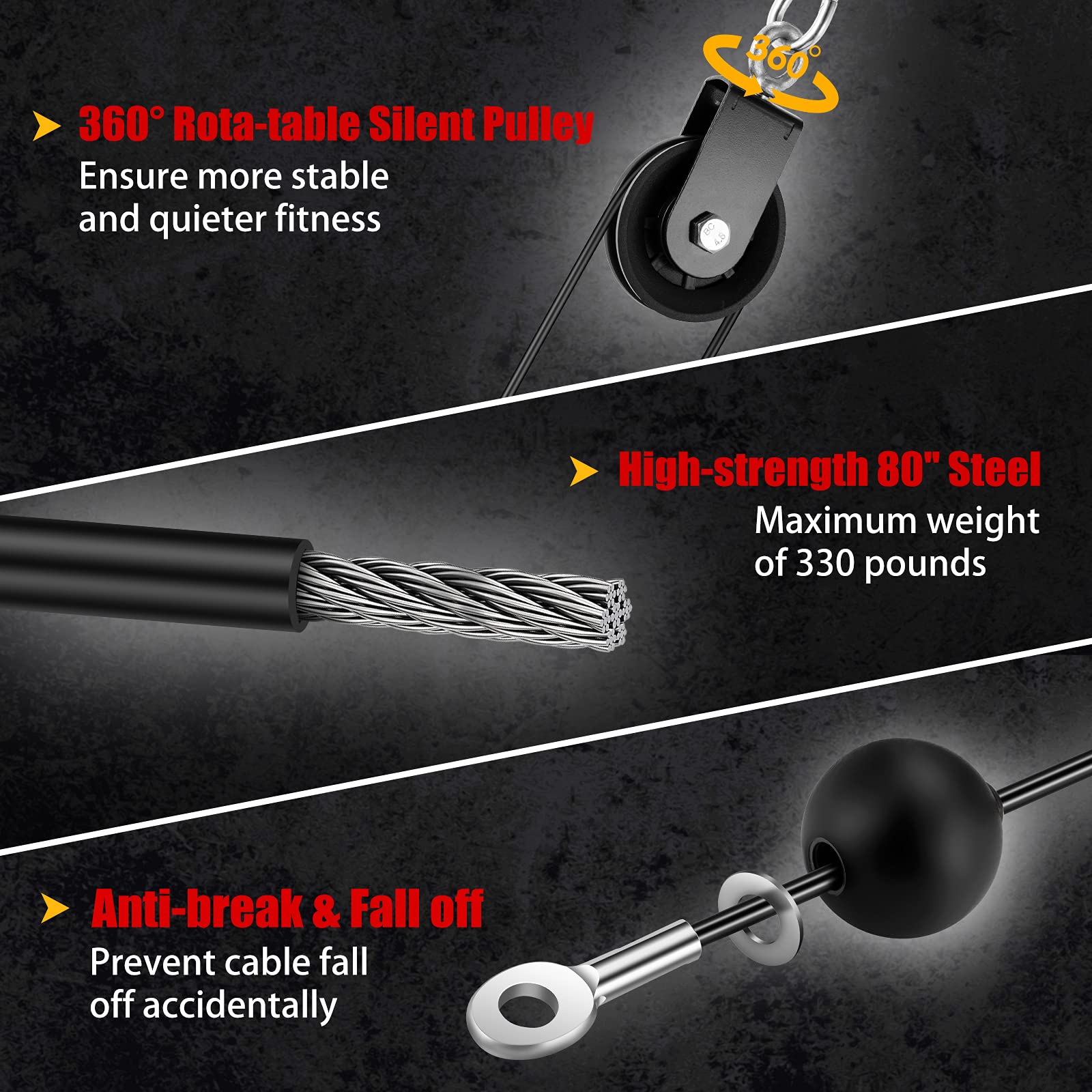 Outify 3-in-1 Adjustable Cable Pulley System for Home Gym - LAT Pull Down Machine with Triceps Rope & 17 Workout Attachments - Perfect for Strength Training, Muscle Building & Full Body Workouts at Home