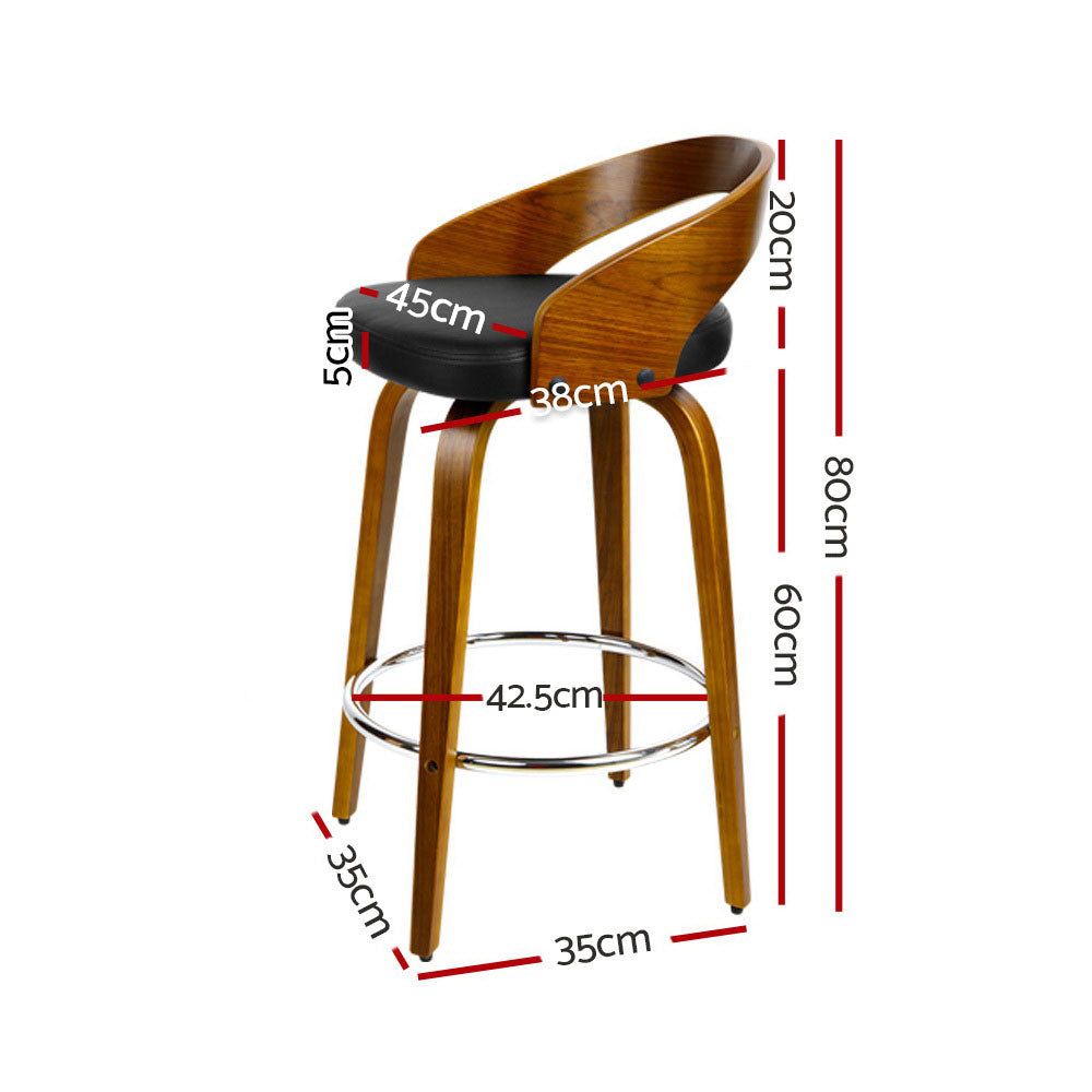 4 Bar Stools with Swivel Seat & Curved Backrest - Modern Kitchen Island & Breakfast Nook Seating for Home & Restaurant
