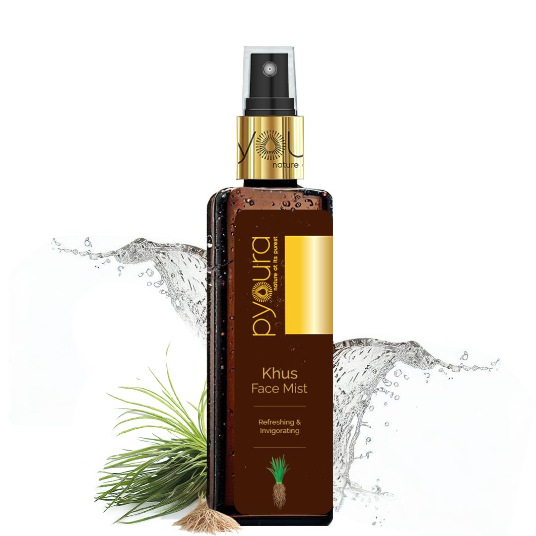PYOURA Natural Khus Face & Body Mist 100ml - Instantly Cooling & Refreshing for Summer Heat Relief | 100% Pure Vertiver Perfume, No Chemicals | Perfect for Outdoor Activities, Yoga & Travel