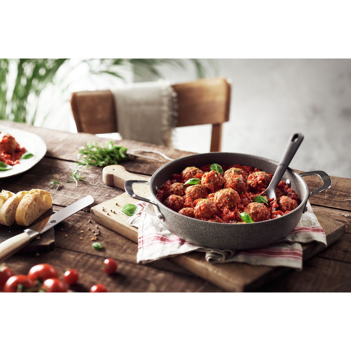 Ballarini Salina 6-Inch Aluminum Round Saucier and Sauteuse Pan with Lid - Stone Grey (75002 811) - Perfect for Sauteing, Simmering, and Cooking Sauces - Ideal for Home Chefs and Professional Kitchens