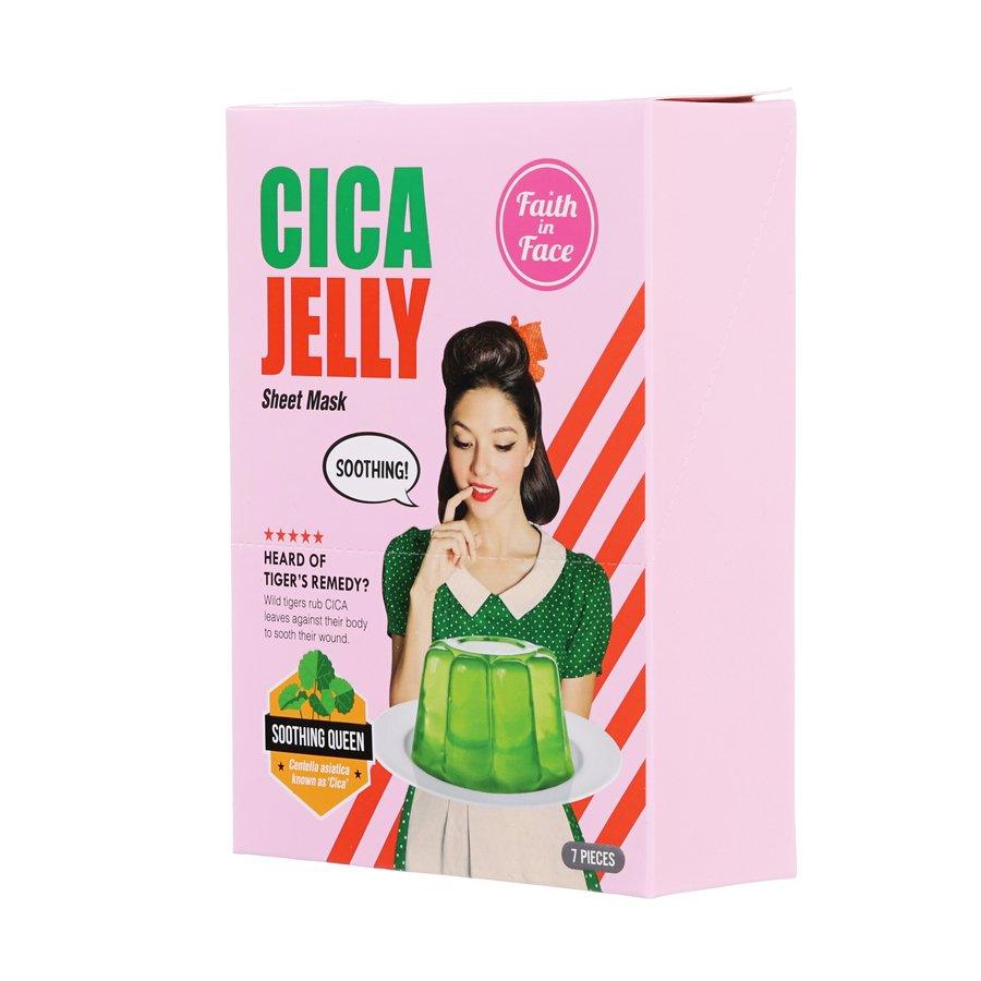 FAITHINFACE Cica Jelly Sheet Mask 7-Pack - Soothing & Hydrating Korean Face Mask for Acne-Prone Skin | Perfect for Post-Workout Recovery & Nighttime Skincare Routine