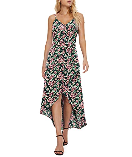 LILBETTER Women's Floral Print V-Neck Bohemian Maxi Dress - Long Flowy Summer Dress for Beach, Vacation & Casual Outings
