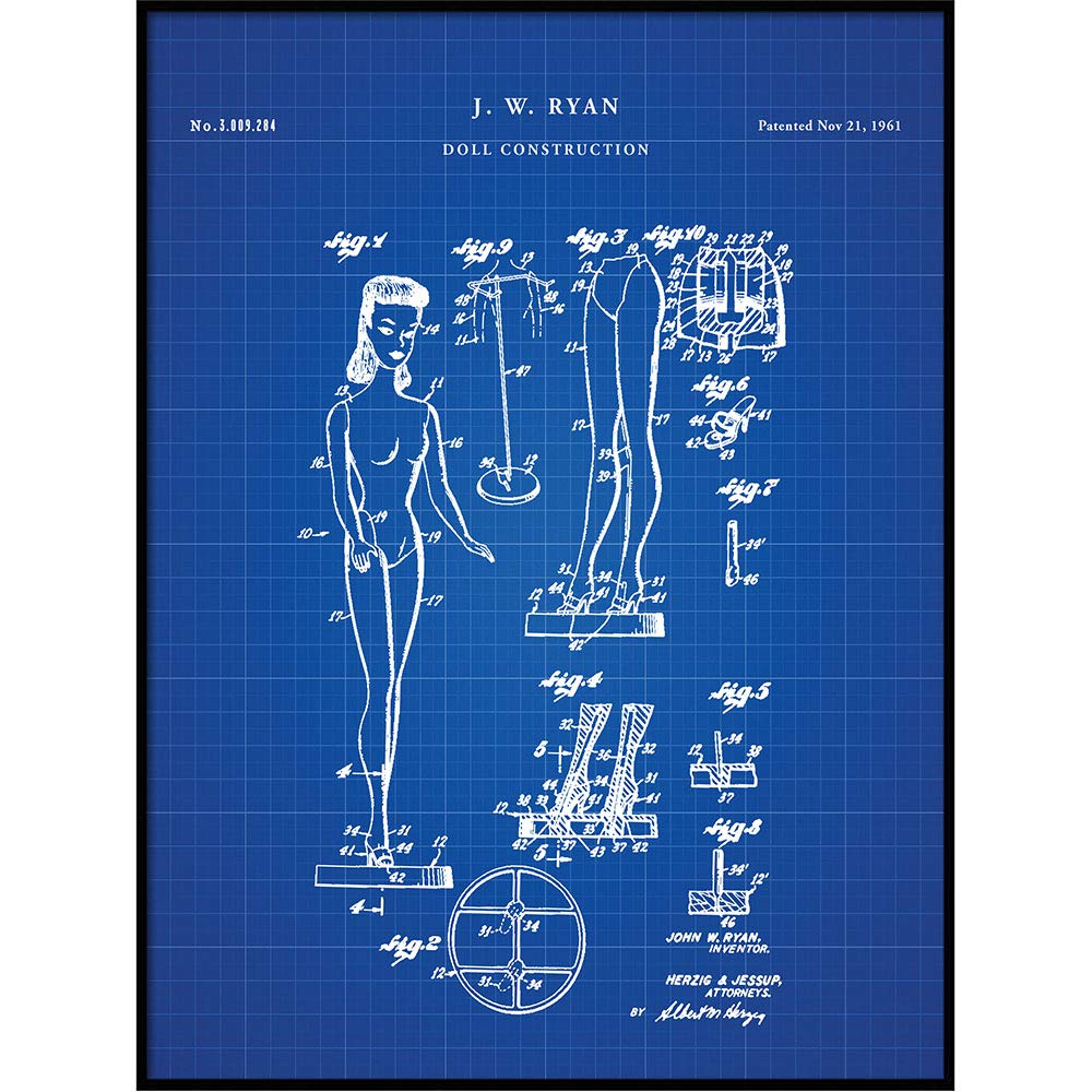 1961 Barbie Doll Patent Print - Vintage Barbie Wall Art & Toy Patent Printable Decor - Perfect for Playrooms, Kids' Bedrooms & Barbie Collectors