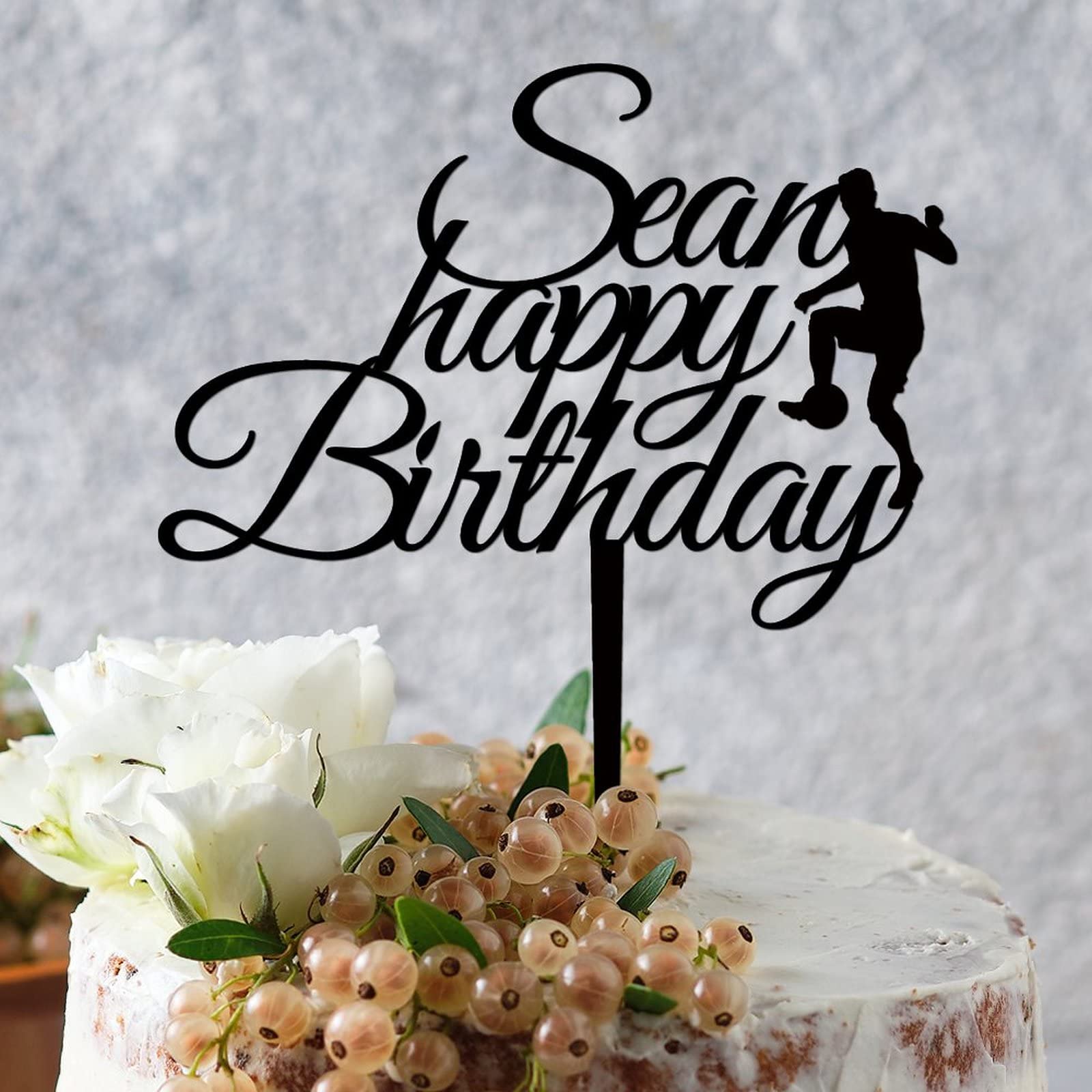 Custom Happy Birthday Wreath Cake Topper - Black Acrylic Anniversary Party Decoration - Personalized Cake Decor for Boys, Girls & Friends - Perfect for Birthday Celebrations, Wedding Anniversaries & Special Occasions