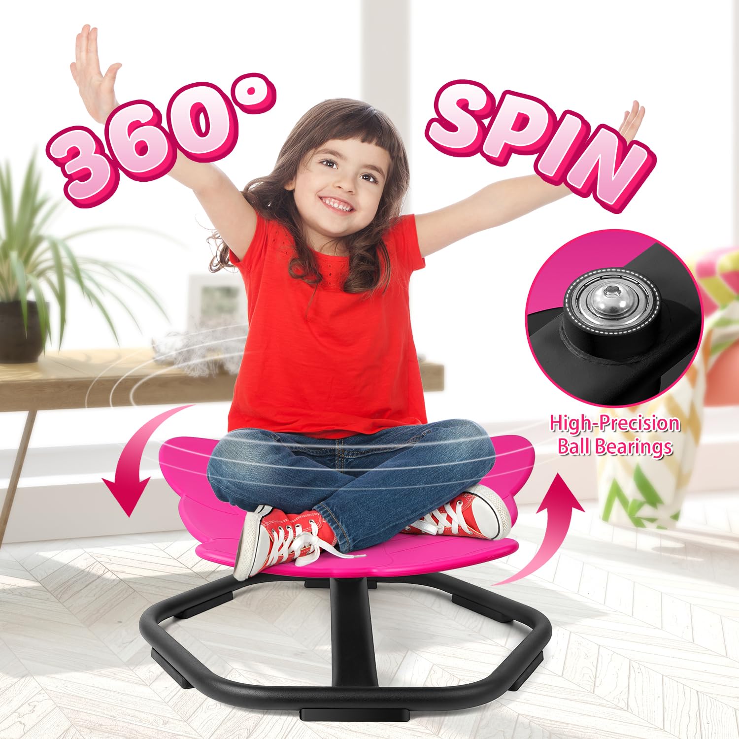 360° Swivel Elephant Chair for Kids - Spinning Wobble Seat, Sensory Balance Toy for Toddlers, ADHD & Autism Therapy Chair, Motion Sickness Relief - Fun Play Equipment for Boys & Girls (Pink) - Perfect for Classroom, Playroom & Sensory Integration Activities