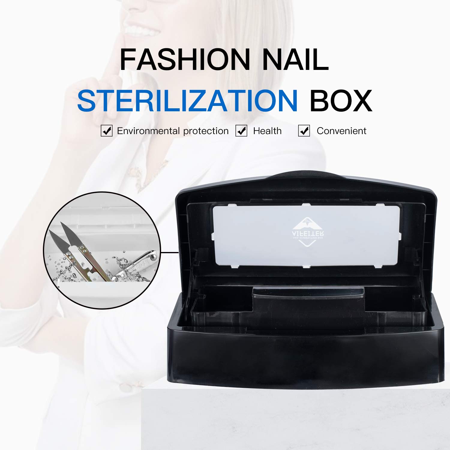Barbicide Sterilization Tray - Plastic Sterilizing Organizer Box with Clear Lid for Salon & Spa Tools | Nail Clippers, Tweezers, Manicure Equipment Storage | Professional Hair & Beauty Tool Disinfection Solution for Barbershops & Nail Salons