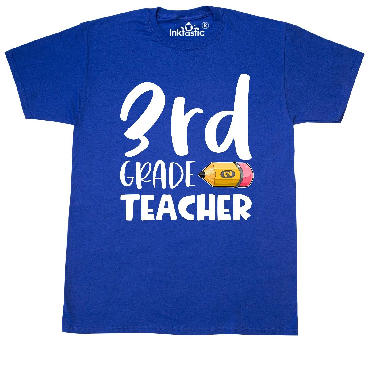 Inktastic Third Grade Teacher Pencil Graphic T-Shirt - Fun & Comfortable Cotton Tee for Educators, Back to School, Teacher Appreciation Gifts