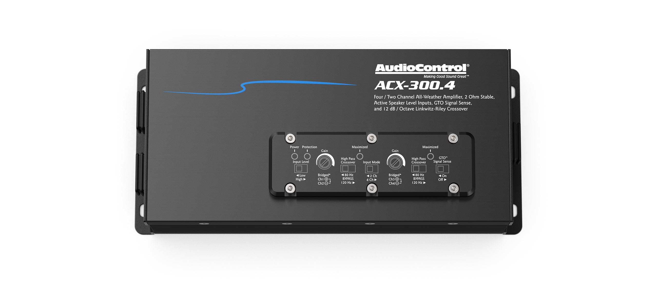 AudioControl ACX 300.4 4-Channel Marine Amplifier with Accubass® Technology - Waterproof Car Audio Amp for Boats, RVs & Outdoor Sound Systems