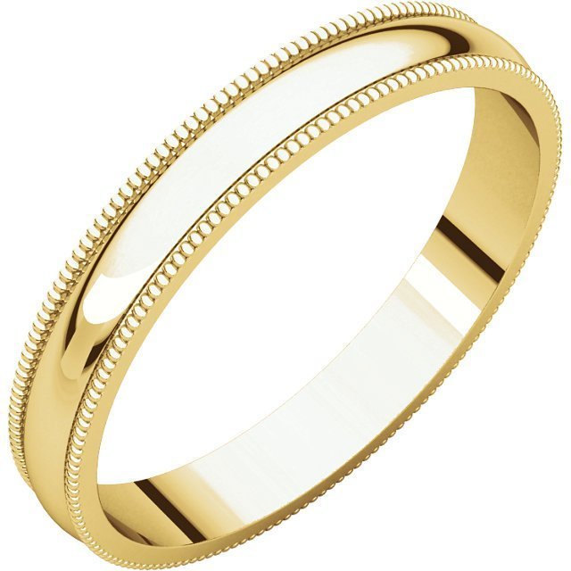 14K Gold 3mm Lightweight Milgrain Wedding Band for Women - Elegant & Durable Ring for Engagement, Anniversary, and Everyday Wear