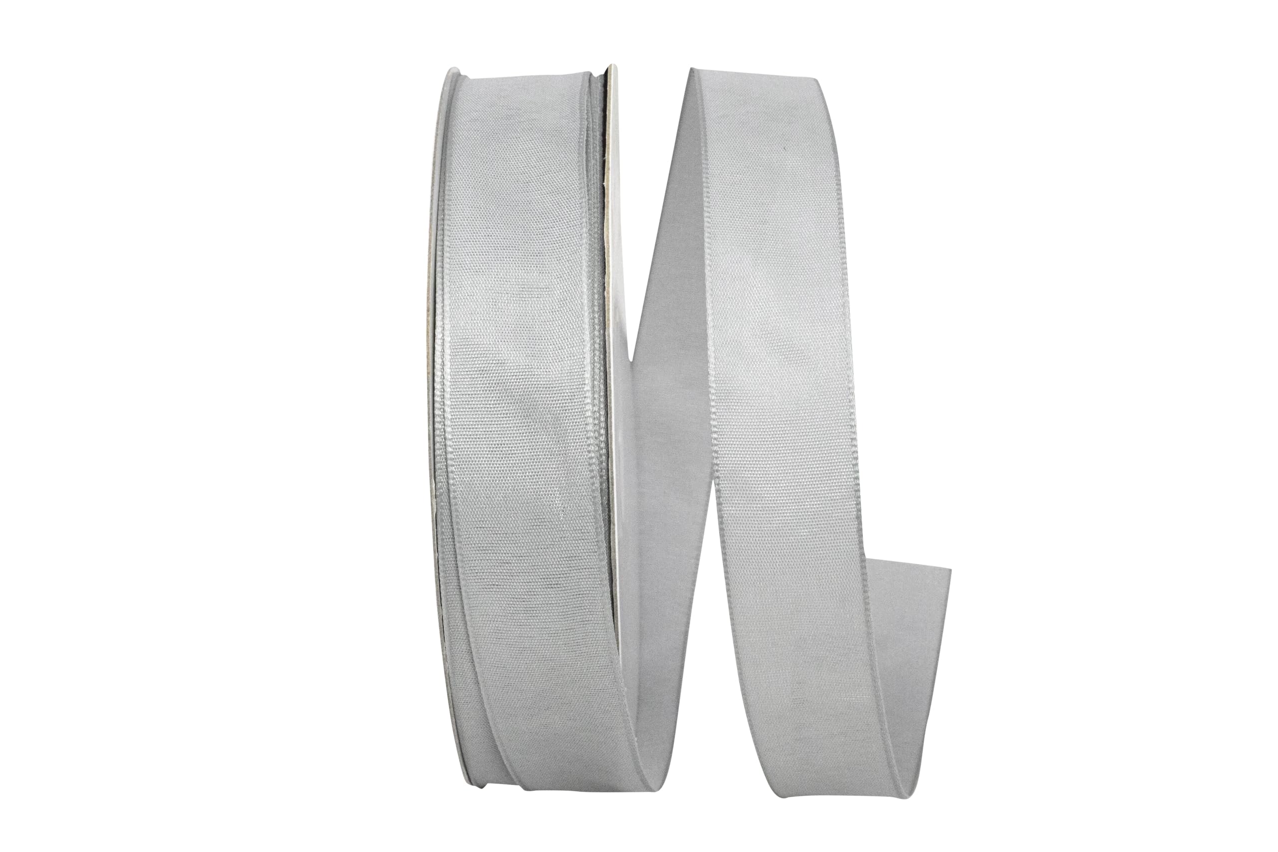 Reliant Premium Linen Touch Mono Ribbon - 7/8 Inch x 50 Yards - Elegant Pewter Color for Gift Wrapping, Wedding Decor & Craft Projects