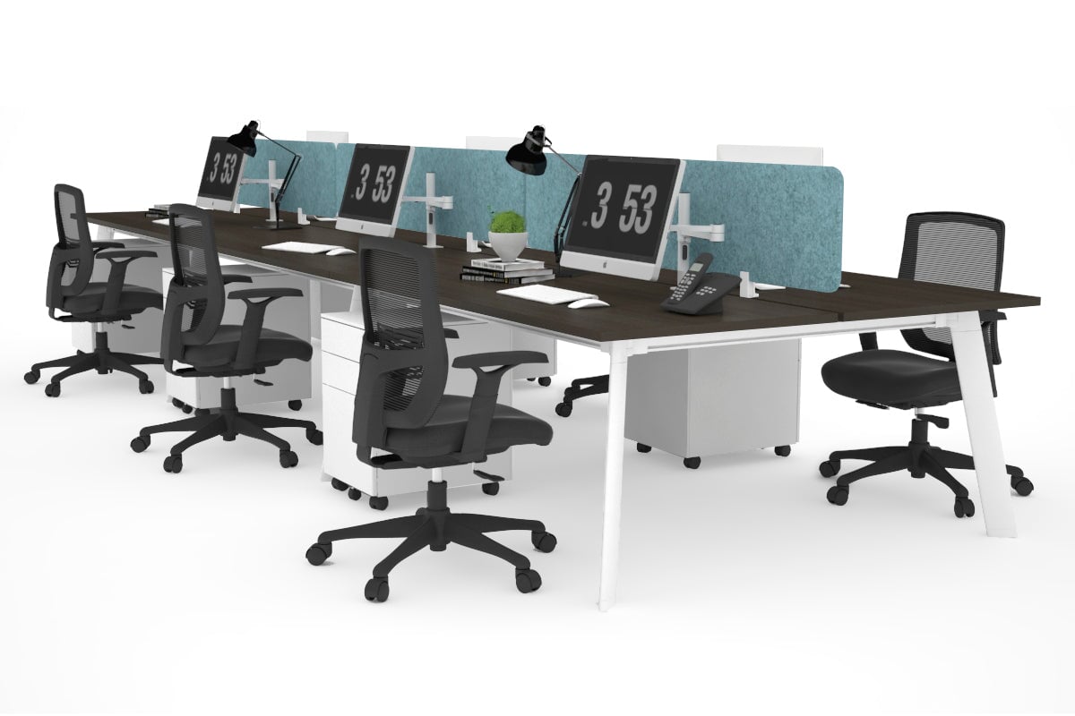 6-Person Switch Workstation with White Frame - 1200L x 700W Dimensions - Ideal for Office, Conference Room, or Collaborative Workspace