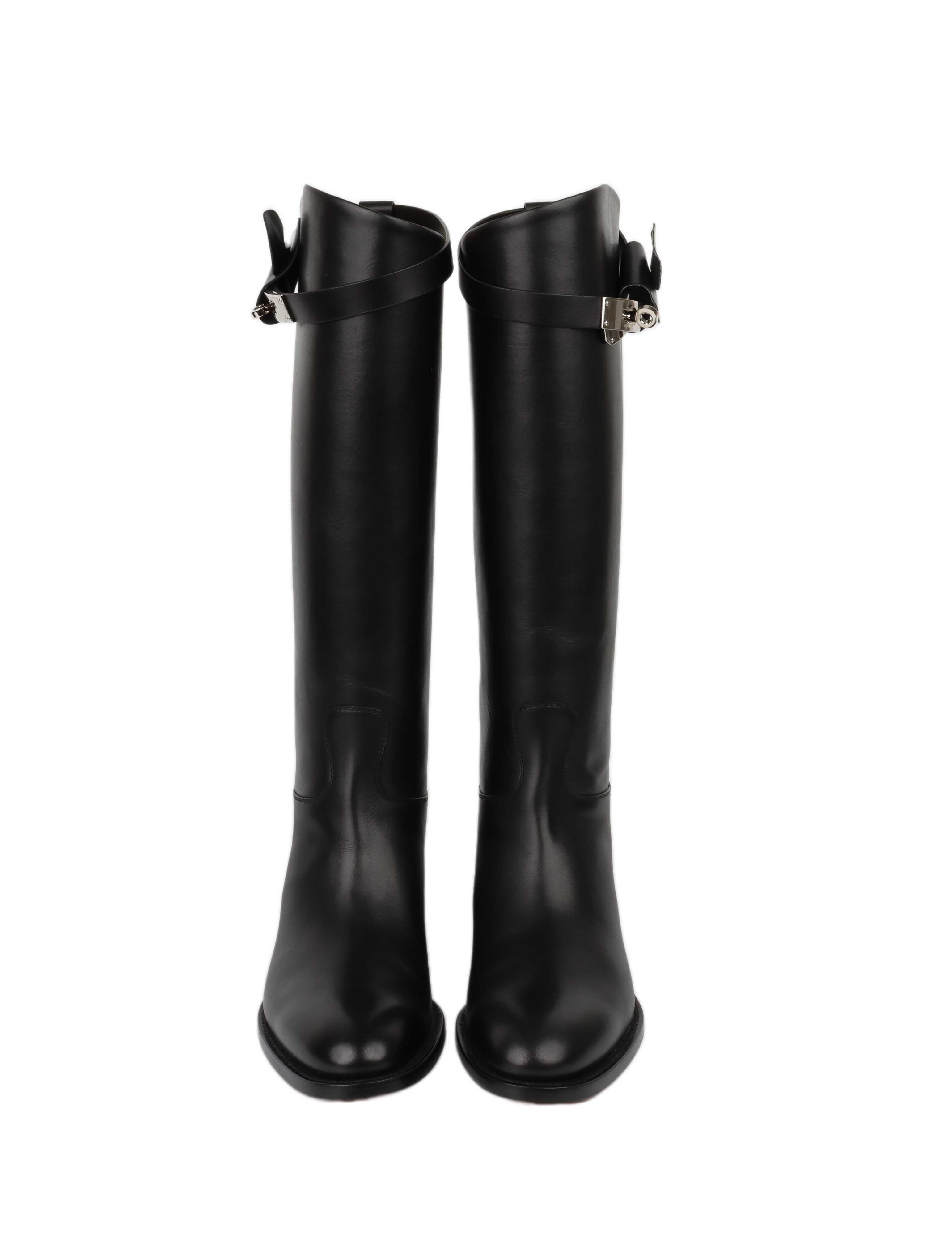 Hermes Black Jumping Boots with Palladium Hardware - Luxury Equestrian Riding Boots for Women | Perfect for Horseback Riding, Fashion & Outdoor Activities