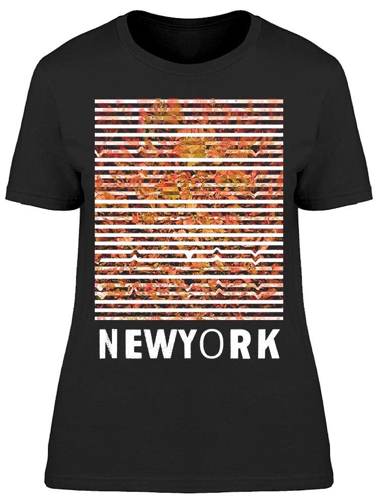 New York Leaf Lines Graphic T-Shirt for Women - Stylish Casual Tee for Everyday Wear, Street Fashion & Outfits