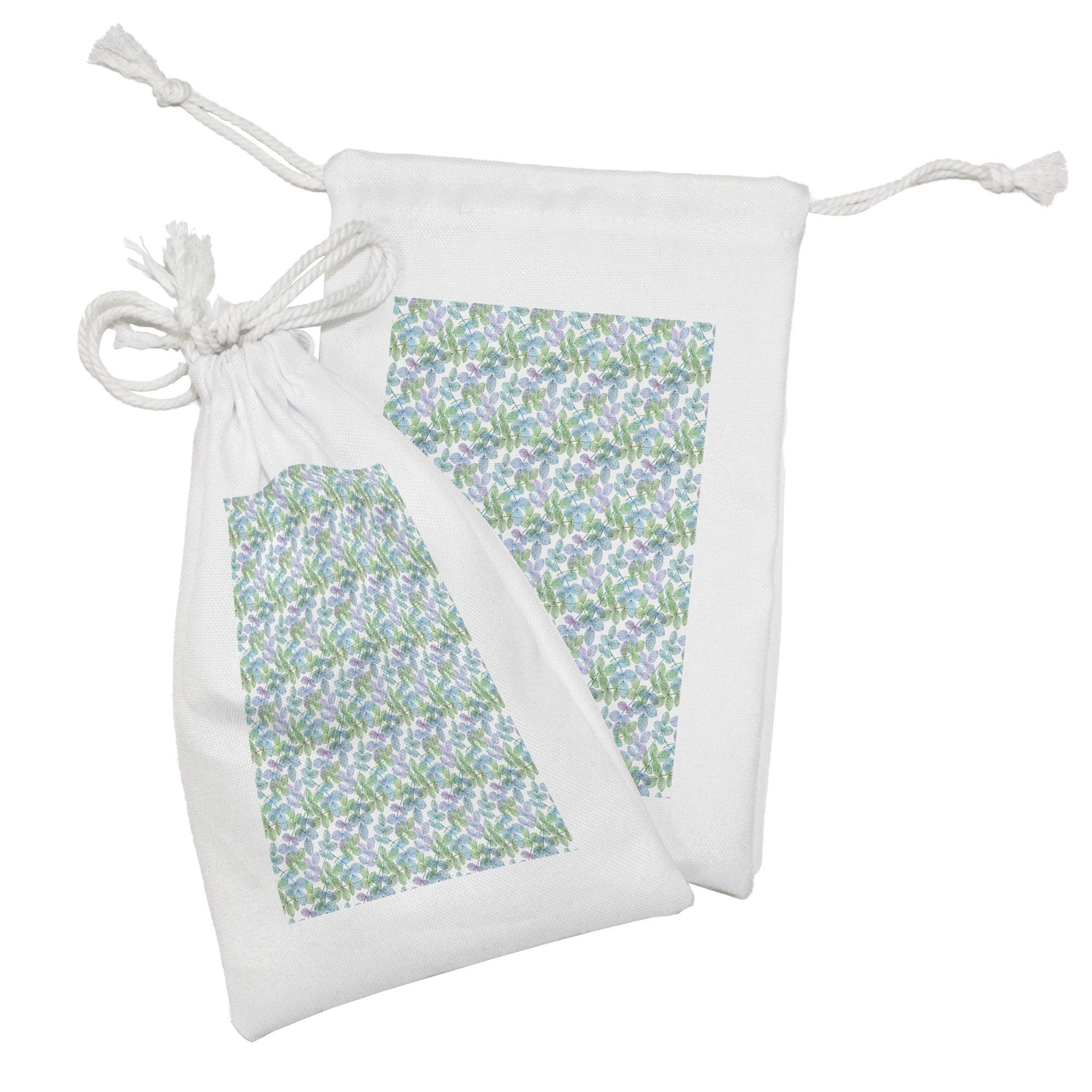 Ambesonne 2-Pack Leaves Fabric Drawstring Pouches - 9