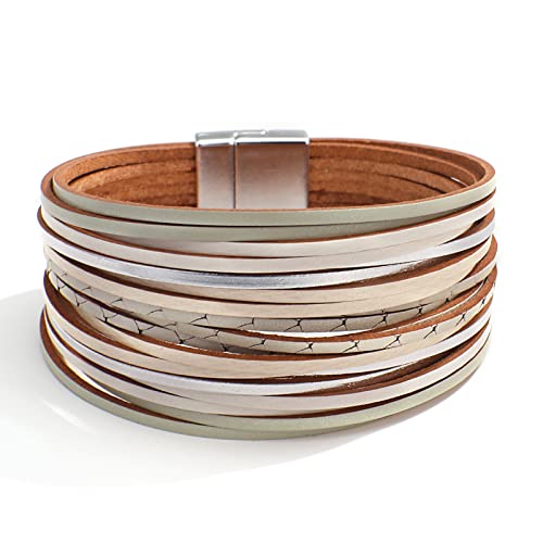 White Leather Bracelets