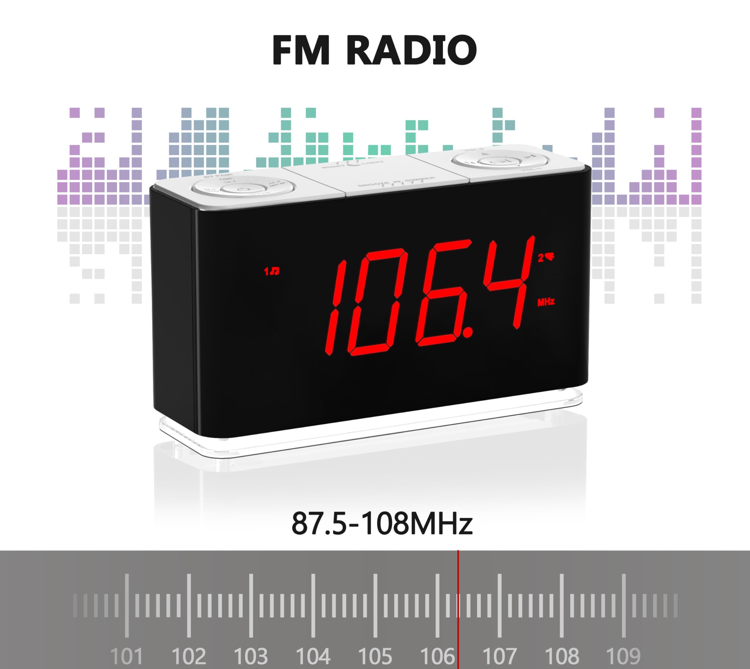 iTOMA Bluetooth Alarm Clock Radio with Dual Alarm, Dimmable LED Display, 16-Level Volume Control, FM Radio with Sleep Timer, Night Light & Snooze - Perfect for Bedroom, Office, Travel & Gift (Model CKS507U)