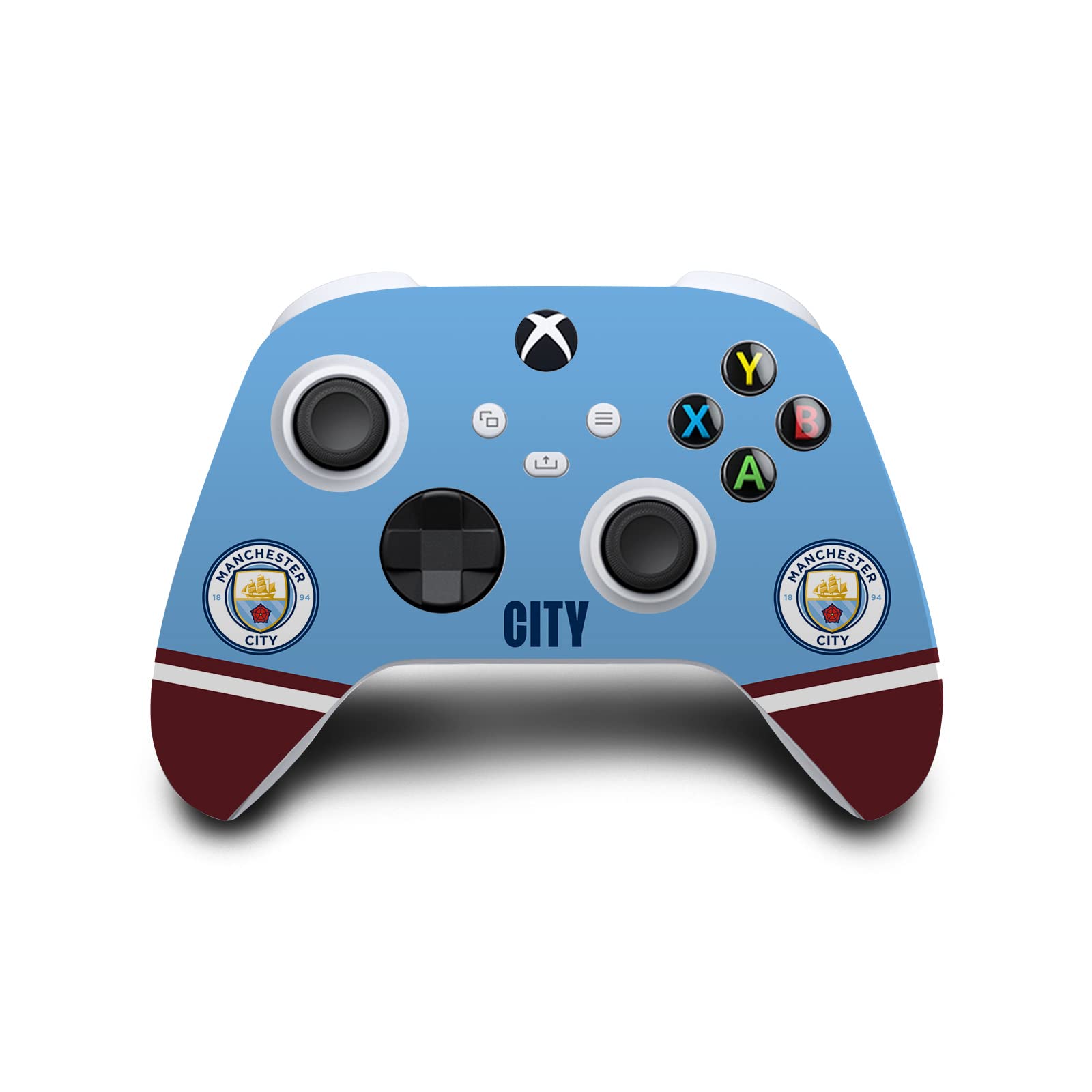Official Manchester City FC 2022/23 Home Jersey Logo Vinyl Skin Gaming Sticker Decal Compatible with Xbox Series S Console & Controller - Perfect for Gamers and Football Fans