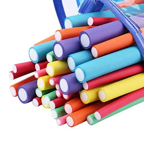 Flex Foam Curling Rods 42 Pack - 7 Twist Flex Hair Rollers for Soft, Natural Waves - Perfect for Home Styling & Salon Use