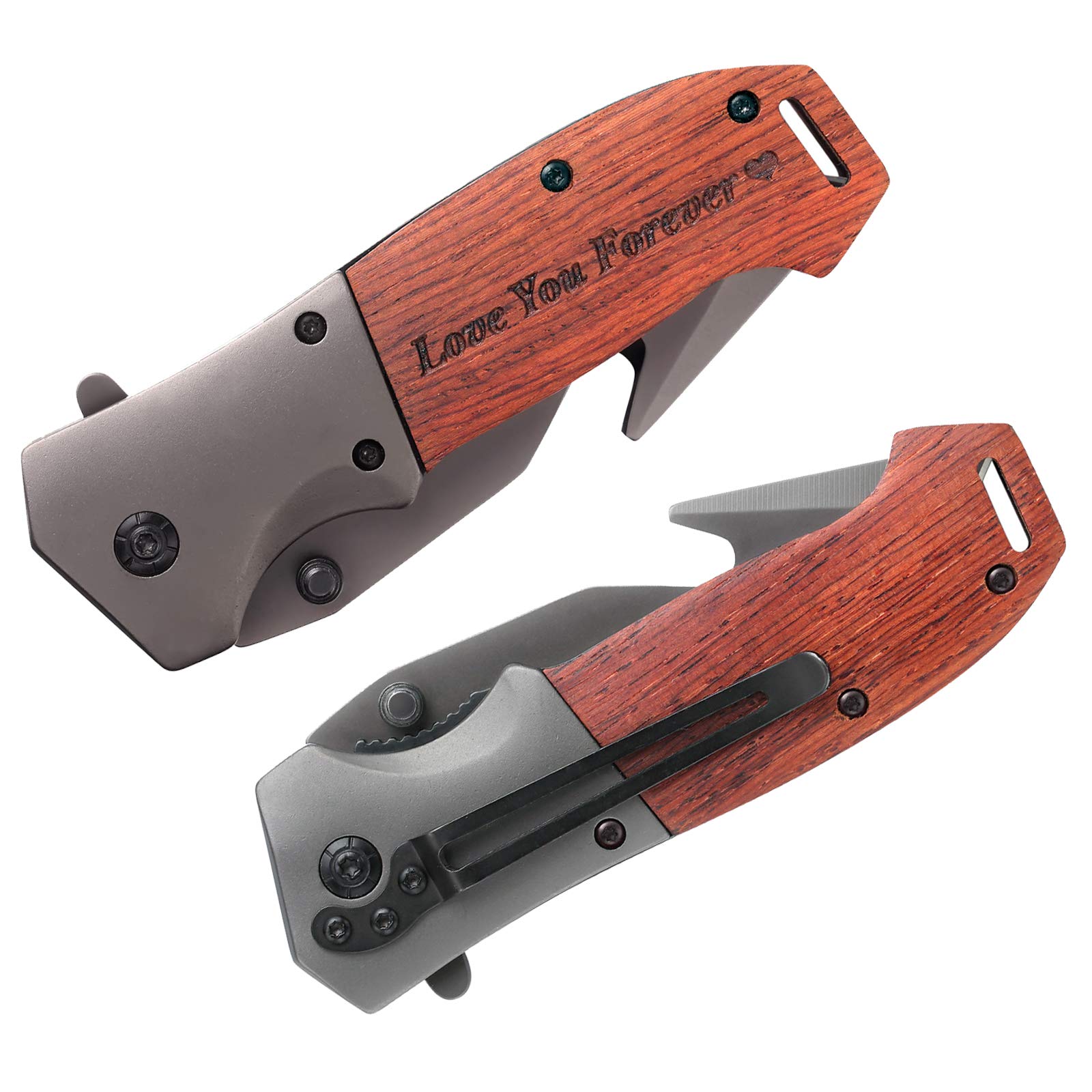 Fodiyaer Best Dad Ever Engraved Tactical Pocket Knife - Personalized Gift for Father's Day, Birthday, Christmas & Graduation - Durable EDC Knife for Outdoor, Camping & Everyday Carry