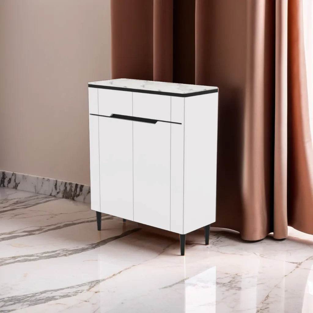 Laurell I Black 2 Door Shoe Storage Cabinet - 80cm Entryway Organizer for Shoes, Boots & Accessories | Perfect for Small Spaces & Apartment Living