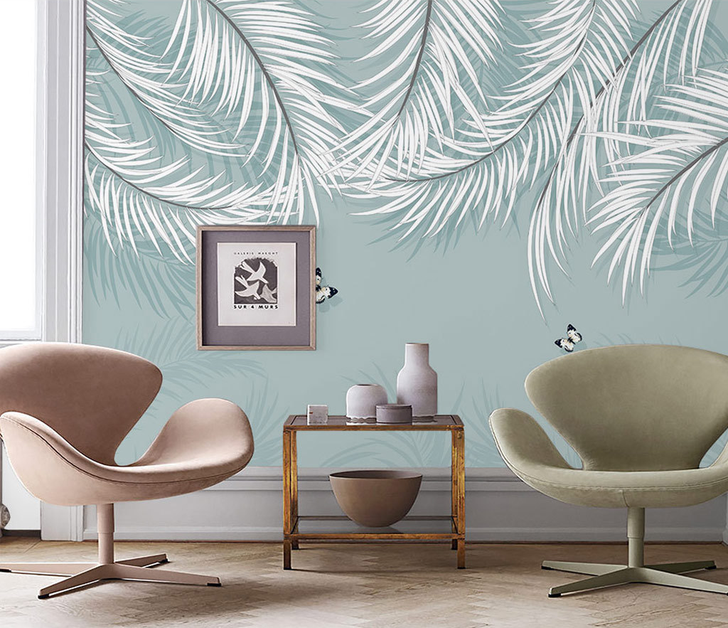 White Leaves Wallpaper Murals - Nature Inspired Wall Decor for Living Room, Bedroom & Office | Peel and Stick Removable Wallpaper