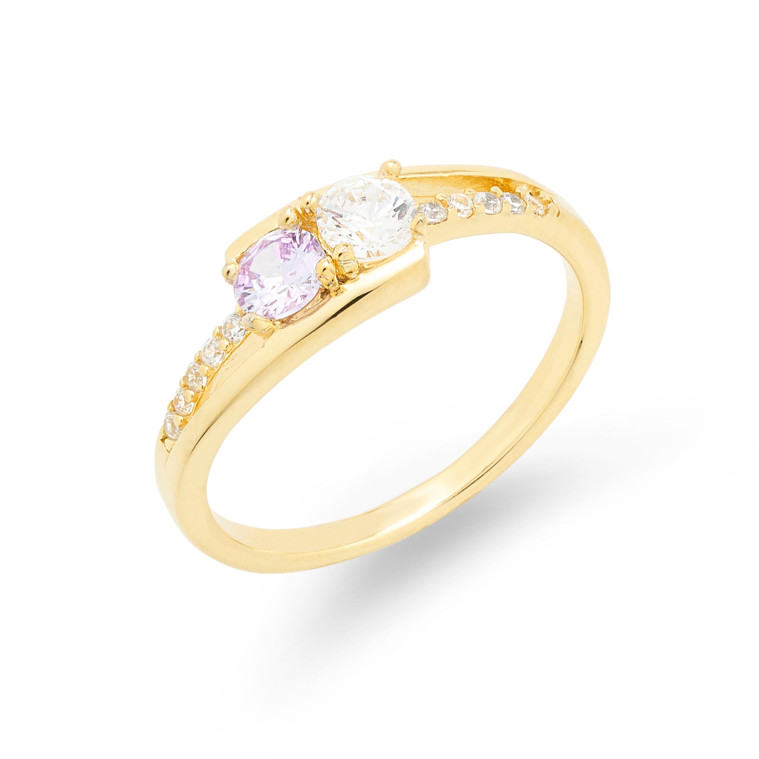 EVE'S ADDICTION 2 Stone Mothers Birthstone Ring in Gold - Personalized Jewelry Gift for Mom, Grandma, Wife - Perfect for Mother's Day, Birthday, Anniversary & Special Occasions