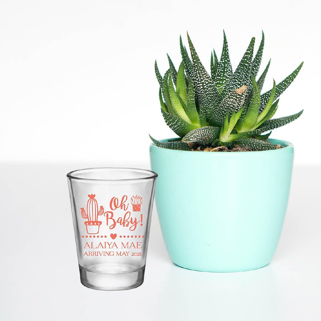 Personalized Baby Shower Shot Glasses - Cactus & Succulent Themed Favors for Baby Showers, Diaper Parties & Sprinkle Celebrations - Perfect for Gifts, Decor & Party Supplies