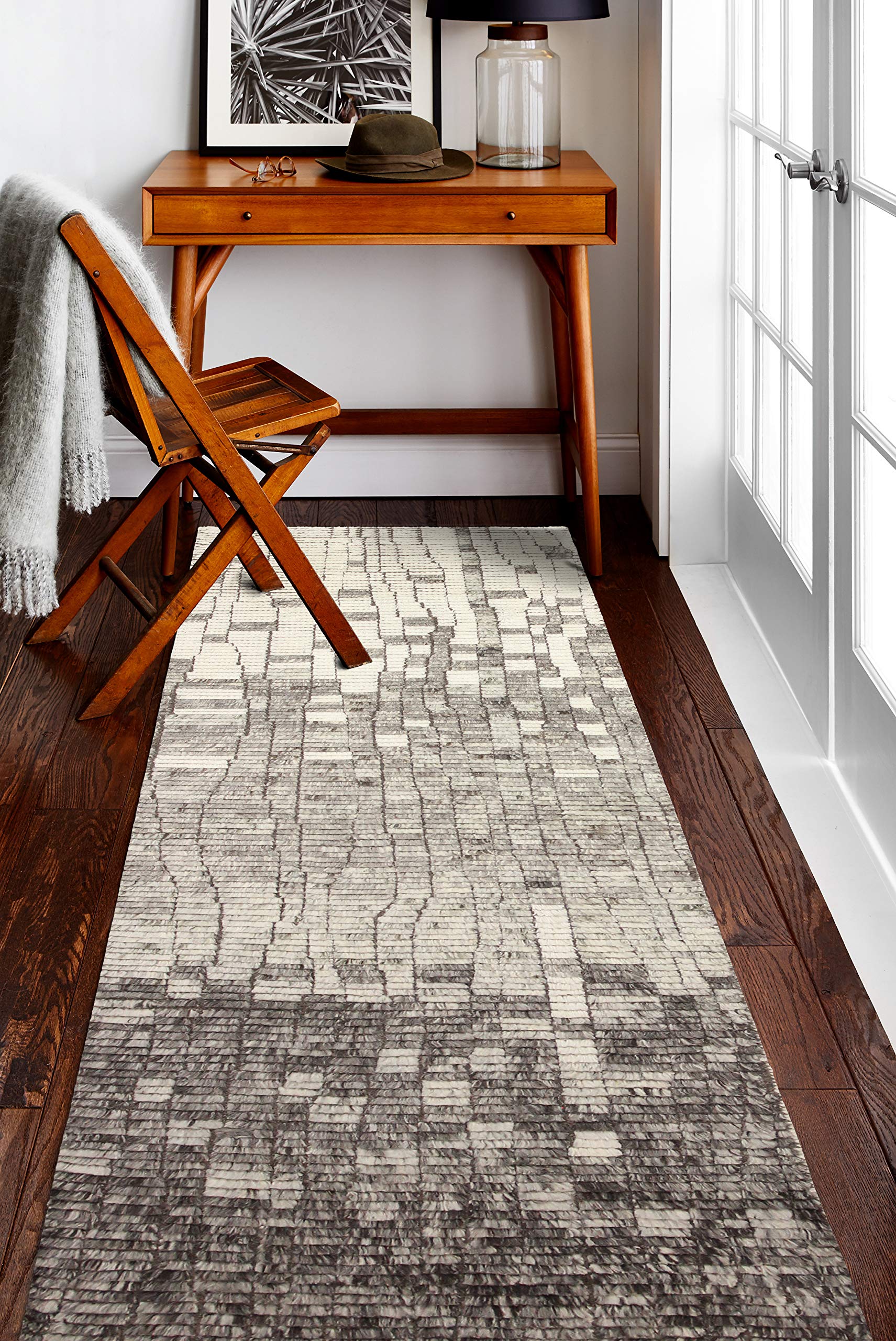 Bashian Marrakesh Hand Knotted Transitional Moroccan Ivory Grey Area Rug - Perfect for Living Room, Bedroom & Home Decor
