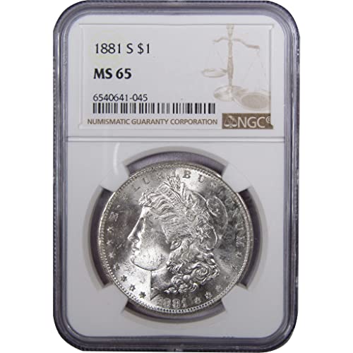 1881 S Morgan Silver Dollar $1 Coin - MS 65 NGC Certified, 90% Silver, Uncirculated Condition - Perfect for US Coin Collectors & Silver Investors, Great Gift for History Buffs & Numismatists