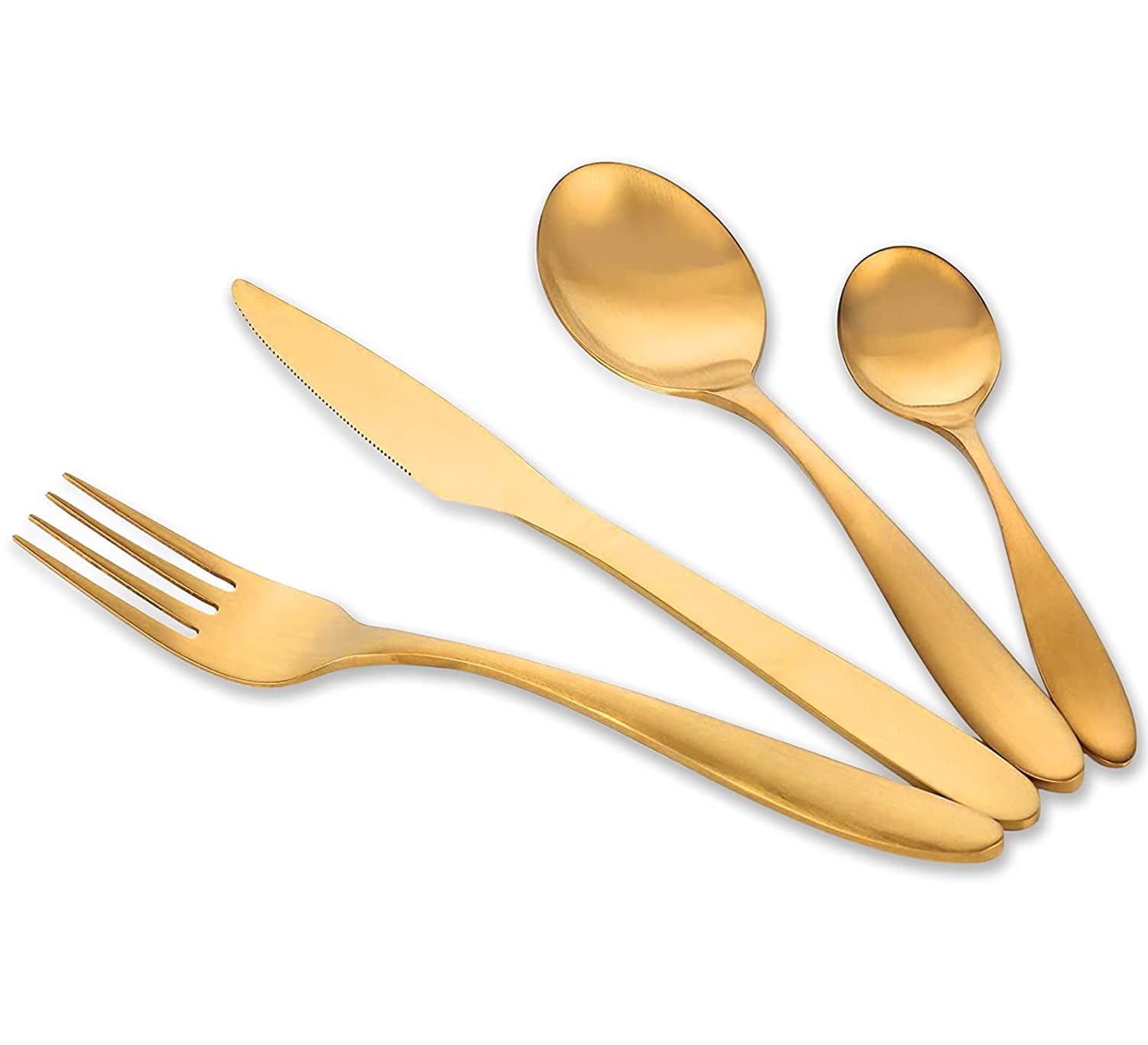 Premium 24-Piece Stainless Steel Gold PVD Coated Flatware Set - Knife, Fork, Spoon & Teaspoon for 6 People with Portable Gift Box & Organizer | Elegant Dinnerware for Weddings, Parties & Home Dining