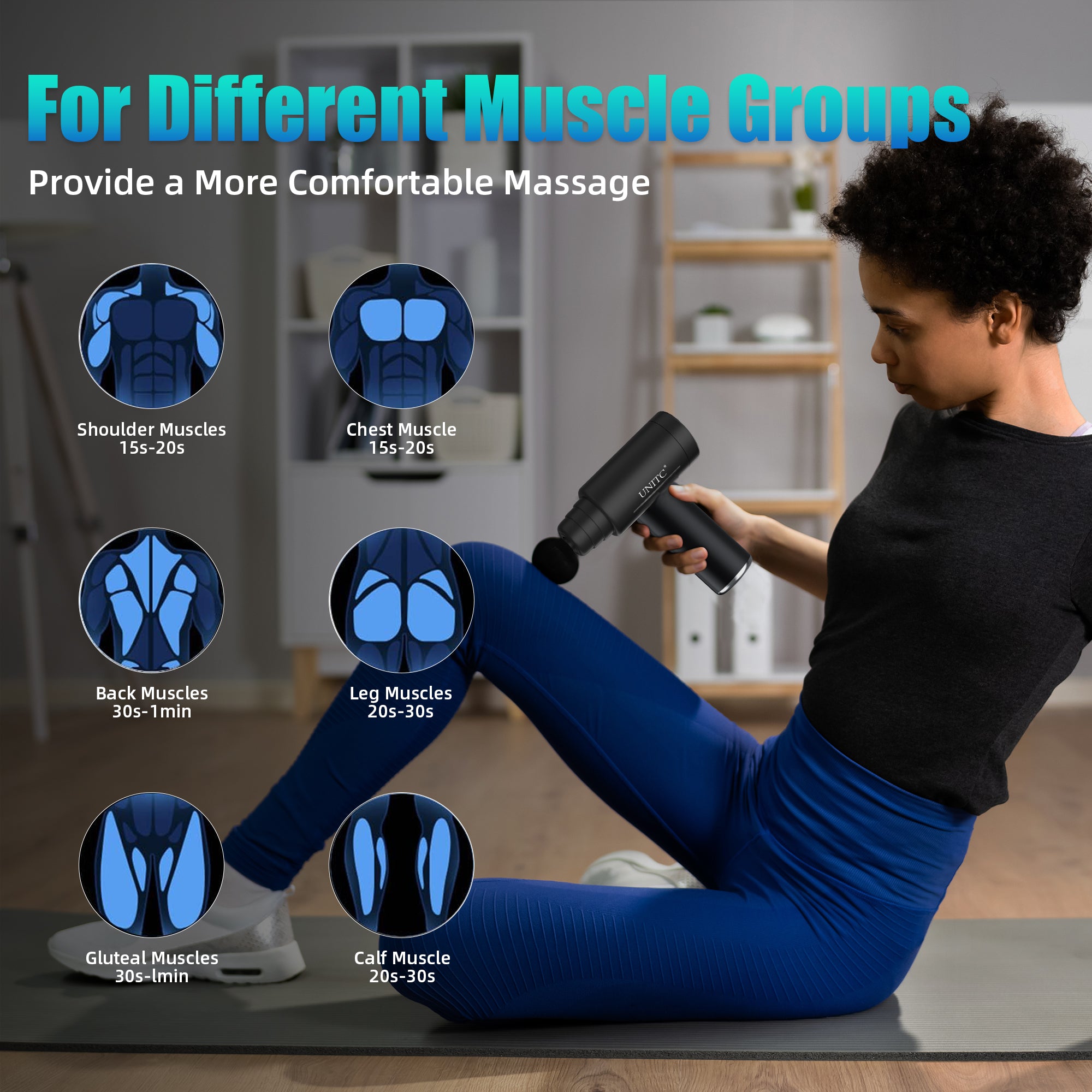 Unitc Handheld Massage Gun with Heat & Cold Therapy - Deep Tissue Massager for Back, Neck & Muscle Pain Relief - 6 Interchangeable Heads - Perfect Gift for Athletes & Office Workers - Use for Post-Workout Recovery & Stress Relief