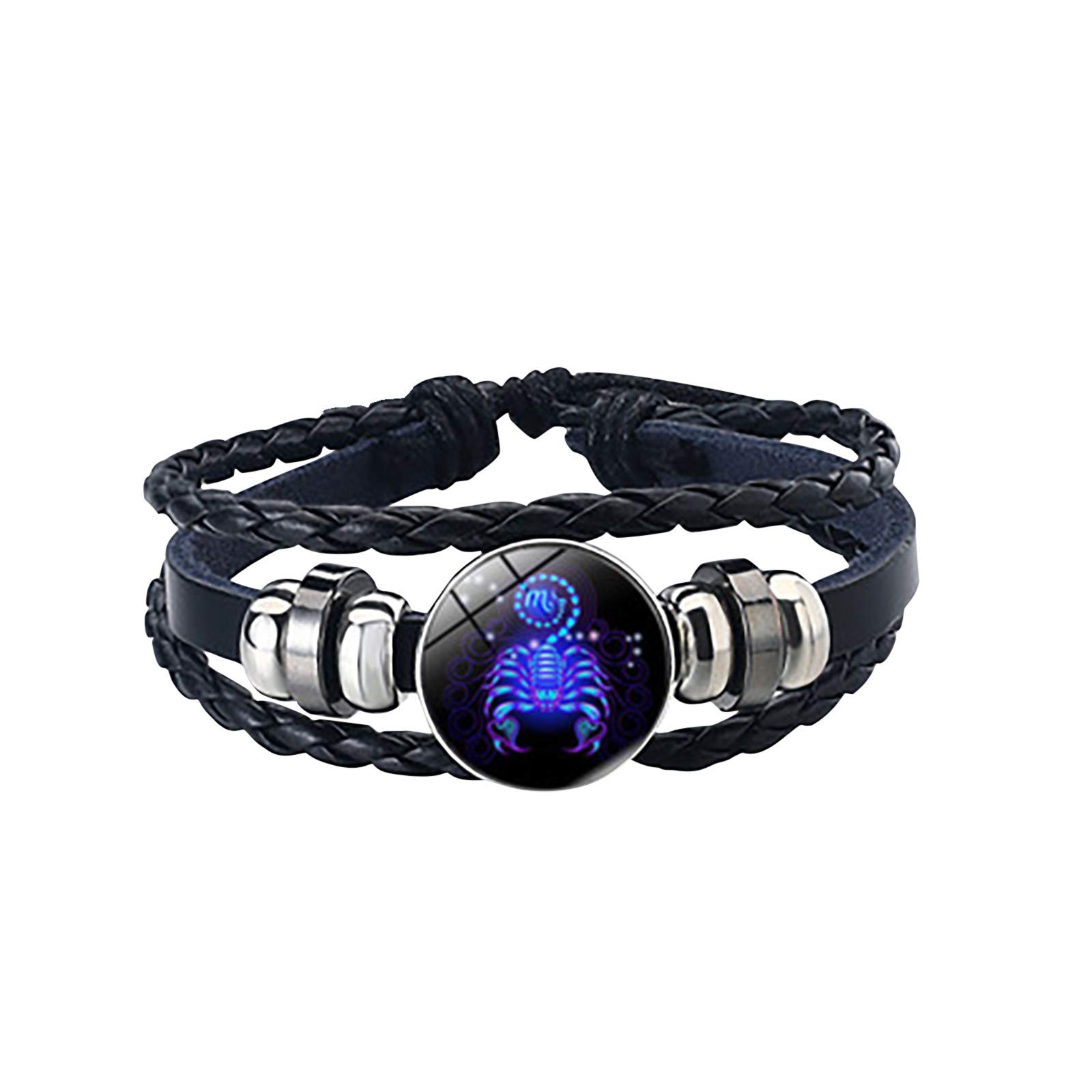 Pedometer Watch & Leather Bracelet Set for Women & Men - Adjustable Rope & Constellation Bracelets (One Size) - Perfect for Fitness Tracking & Fashion Accessories