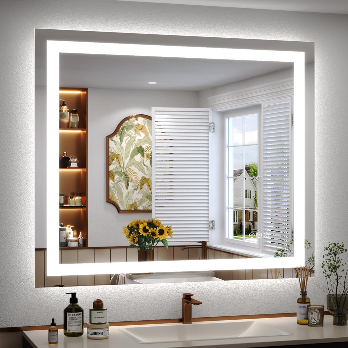40 x 36 Inch LED Bathroom Mirror with Dimmable Front & Backlit - Anti-Fog, Shatterproof Vanity Mirror for Makeup & Shaving - ETL Certified (Ideal for Modern Bathrooms & Dressing Rooms)