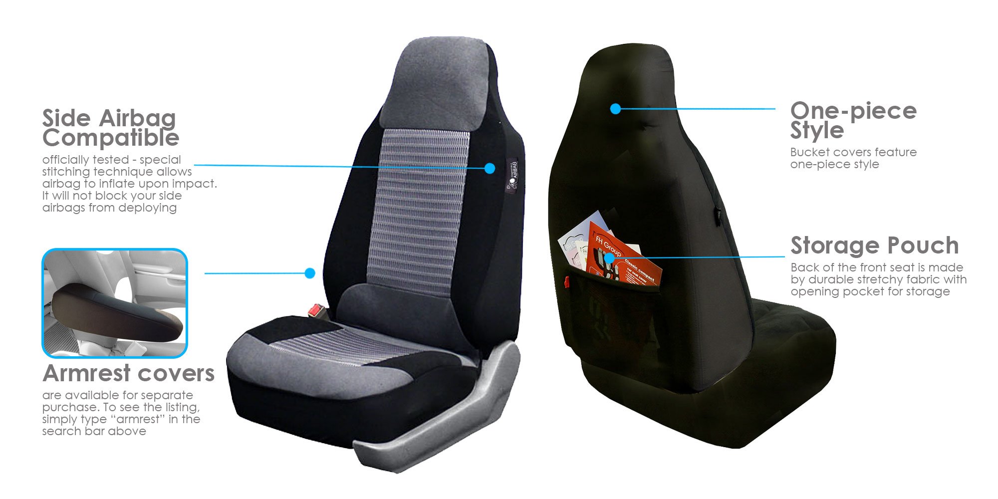Premium Universal Car Seat Covers Full Set - Soft Fabric Protection for Cars, Trucks & SUVs (Gray) | Perfect for Daily Commute, Road Trips & Family Travel