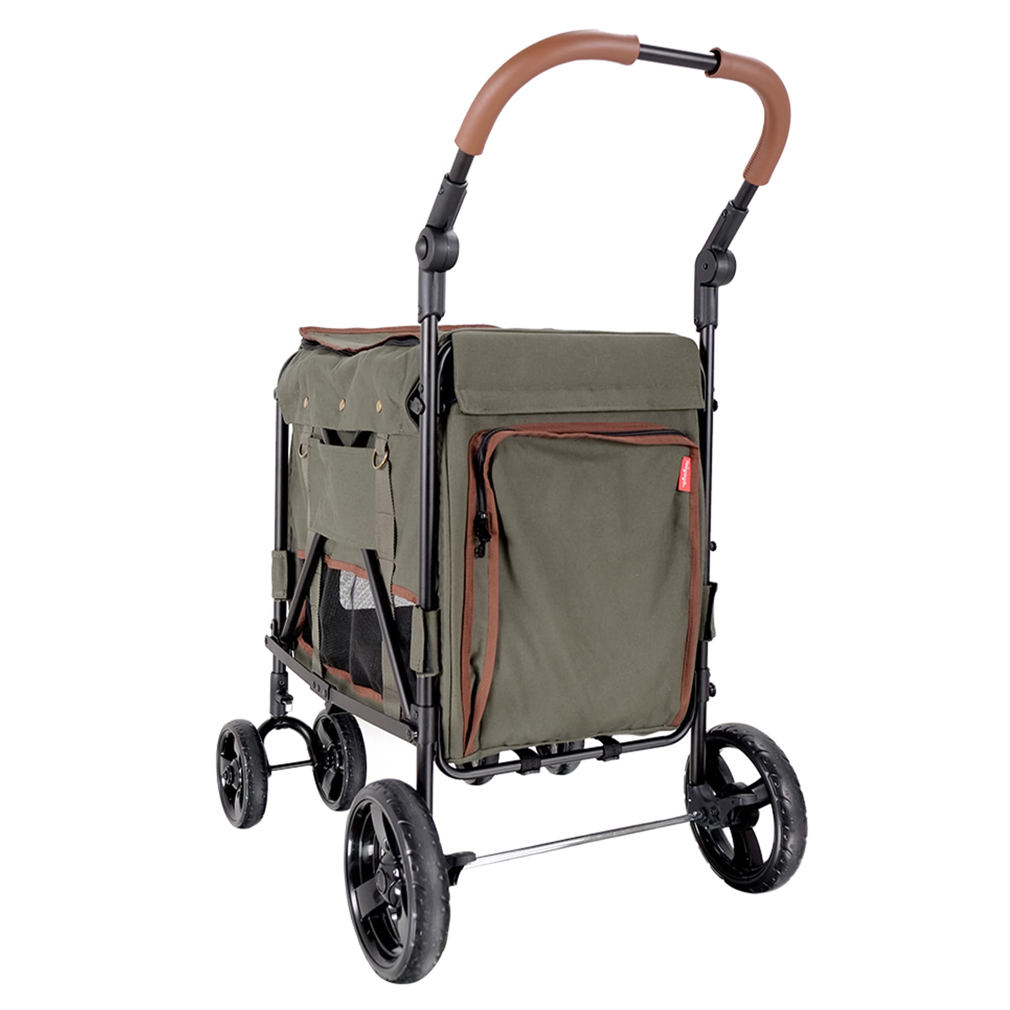 iBiyaya Heavy Duty Dog Stroller for Medium & Large Dogs - Detachable Carrier Bag with Top/Front Entry - Army Green Pet Wagon | Perfect for Outdoor Walks, Vet Visits & Travel with Your Gentle Giant