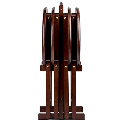 Contemporary Home Living Set of 5 Cappuccino Brown Wooden Snack Tables with Storage Stand, 25.50