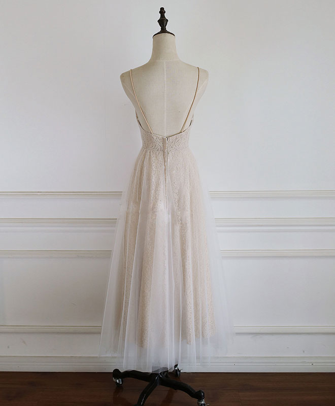 Elegant Champagne Tulle Lace Short Prom Dress for Homecoming - Perfect for School Dances, Parties & Special Occasions