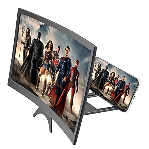 12inch Curved Screen Magnifier for Smartphones - HD 3D Projector for Movies, Videos & Mobile Gaming | Foldable Phone Stand with Screen Amplifier | Perfect for Home Entertainment, Travel & Bedtime Viewing