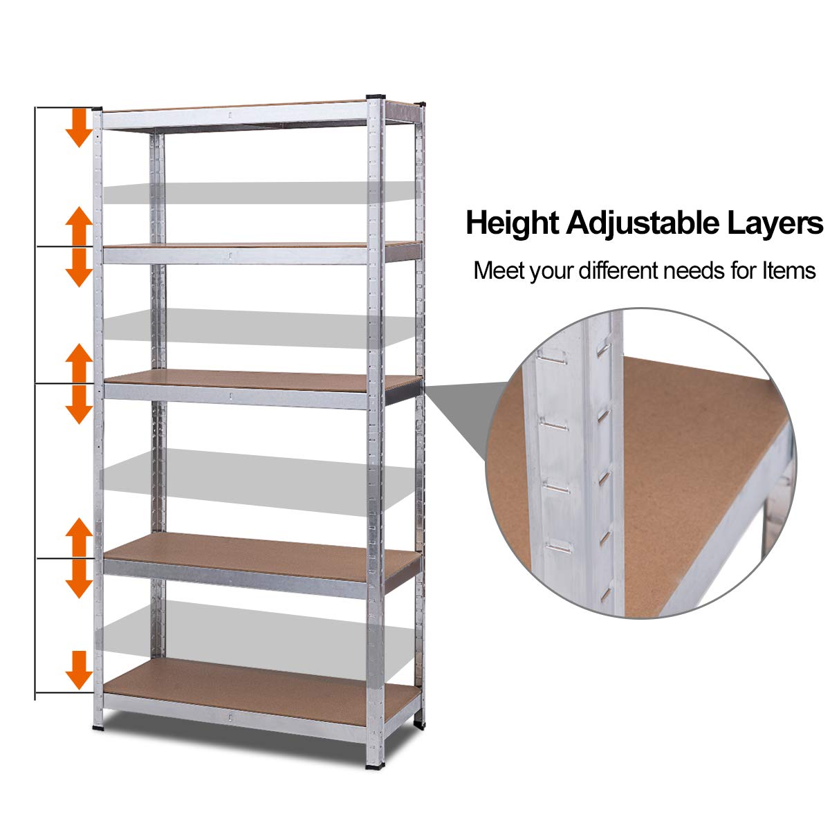 Giantex 4-Pack 5-Tier Heavy Duty Metal Storage Shelves - Adjustable Height Garage Shelving Units, Tool Utility Racks, Space-Saving Organizer for Garage, Warehouse, Home & Office Storage