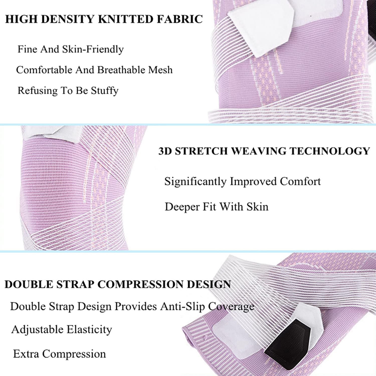 Beyonddraw Adjustable Knee Compression Sleeve Brace - High Elastic Support for Men & Women, Pain Relief for Arthritis, Running, Workout & Sports (Purple, 1 Pair, XL) - Ideal for Gym, Basketball & Daily Activities